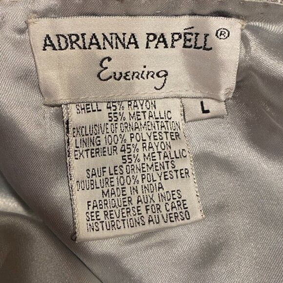 Adrianna Papell Metallic Silver Beaded Evening Long Sleeve Jacket Womens L - Picture 4 of 6